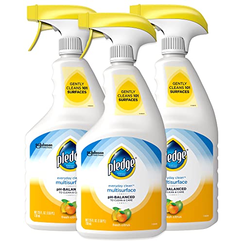 Pledge Multi Surface Cleaner Spray for Most Hard Surfaces, Everyday Clean, pH-Balanced, Fresh Citrus Scent, 25 oz (Pack of 3)