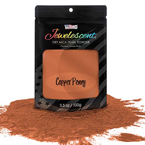 U.S. Art Supply Jewelescent Copper Penny Mica Pearl Powder Pigment, 3.5 oz (100g) Sealed Pouch - Cosmetic Grade, Metallic Color Dye - Paint, Epoxy, Resin, Soap, Slime Making, Makeup, Art