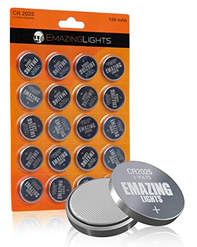 EmazingLights CR2025 Battery 3 Volt Lithium Coin Cell 3V Button Batteries (20 Pack)