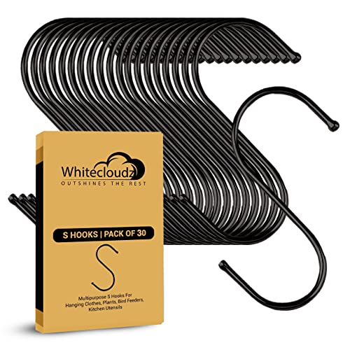30 Pack S Hooks for Hanging Plants, S Hooks for Hanging Clothes, Stainless Steel S Hooks Heavy Duty, Durable S Shaped Hooks for Kitchen, Large S Hooks for Hanging Heavy Duty, Closet Hooks 3.4 Inch