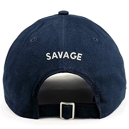 Trendy Apparel Shop SAVAGE (Back) Embroidered 100% Cotton Dad Hat - Navy