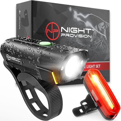 BX-300 Rechargeable Bike Light Set - Powerful Front and Back Lights, Bicycle Accessories for Night Riding, Cycling Safety Best Headlight with USB Tail Rear for Adults Kids Men Women Road Mountain