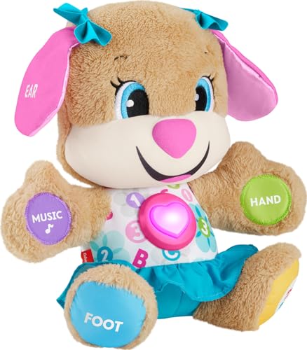 Fisher-Price Laugh & Learn Baby Learning Toy, Smart Stages Sis, Plush with Lights Music and Educational Content for Ages 6M+
