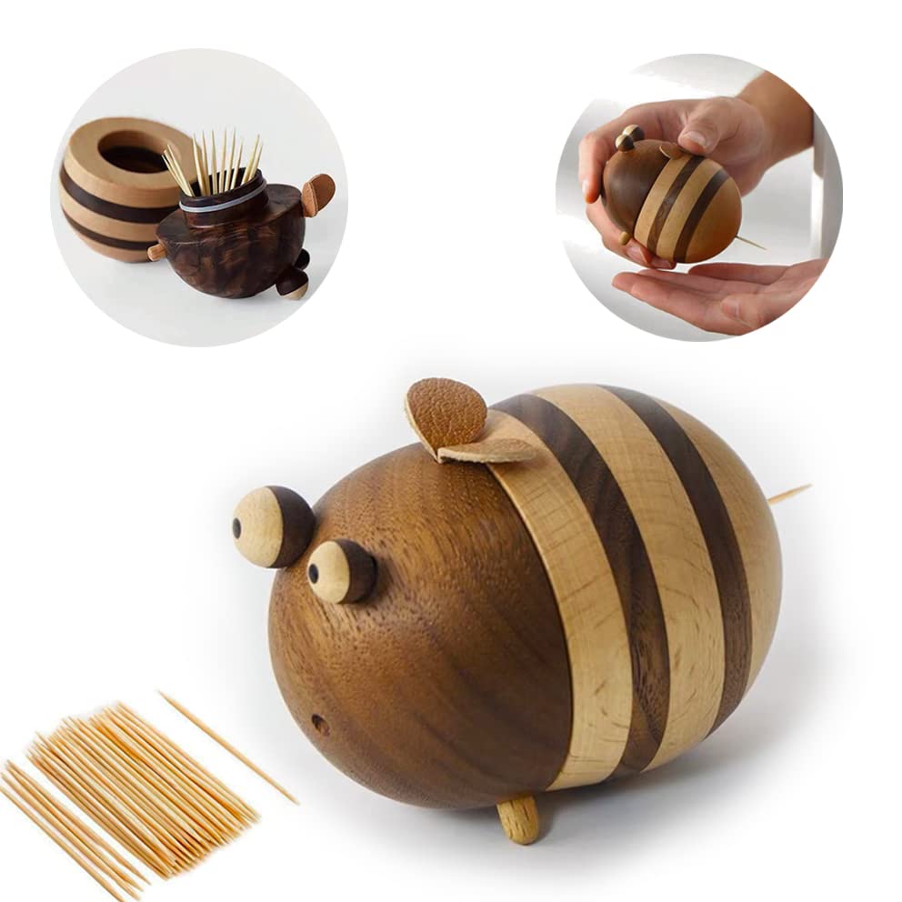 Toothpicks Holder Dispenser Christmas Gifts Bee Decor Cute Gifts Home Office Desk Decor Accessories Birthday Gifts for Mom for Friends Contains Toothpicks 150 Pcs