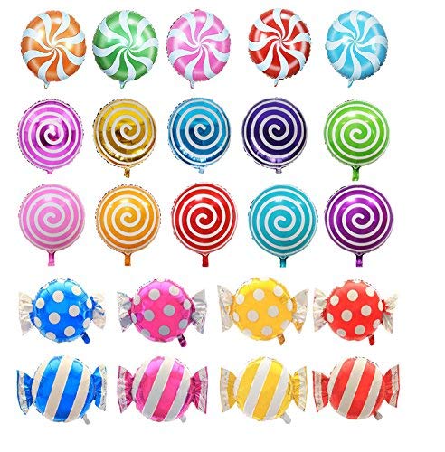 21 pcs 18' Sweet Candy Balloons, Round Lollipop Balloon Birthday Wedding Party Balloons