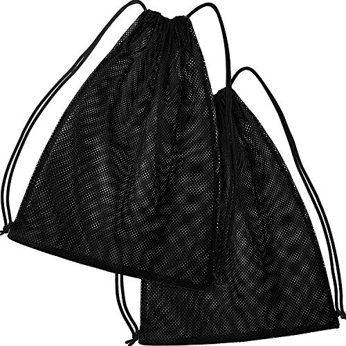 Frienda Mesh Drawstring Backpack Bag Multifunction Mesh Bag for Swimming, Gym, Clothes (Black)