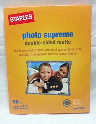 Staples Photo Supreme Double-sided Matte Photo Paper for ALL Inkjet Printers
