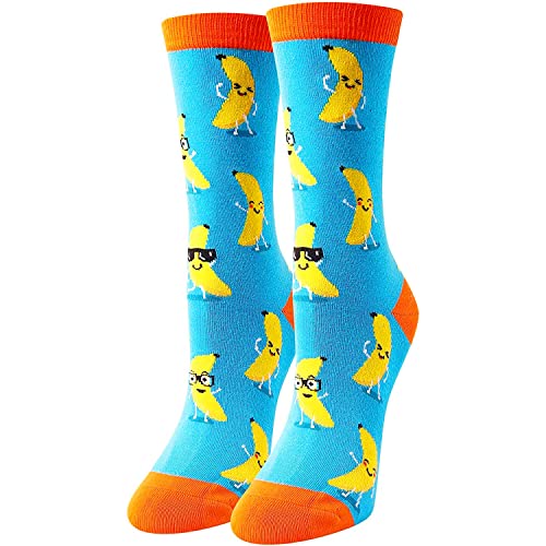 HAPPYPOP Women Funny Banana Gifts for Banana Lovers, Banana Socks Fruit Socks Cool Socks