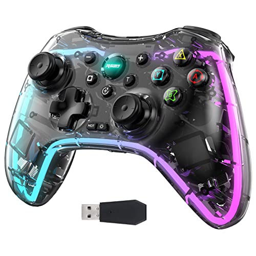 RALAN Wireless Controller with 8 Color LED Lighting Compatible with Xbox One S/X, for Xbox Series S/X Gaming Gamepad Remote with 2.4G Adapter