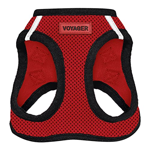 Voyager Step-in Air Dog Harness - All Weather Mesh Step in Vest Harness for Small and Medium Dogs and Cats by Best Pet Supplies - Harness (Red/Black Trim), S (Chest: 14.5-16')