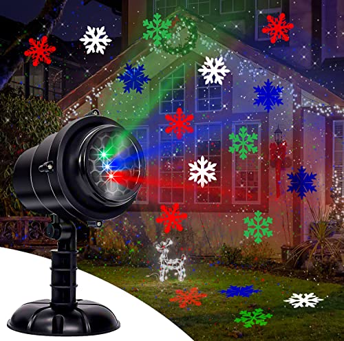 Twinkle Star Christmas Light Projector with 3 Switchable Lenses-Snowflakes/Elf/Fireworks Pattern Multicolor Moving Lights, LED Landscape Spotlight for Indoor Outdoor Holiday Party Xmas Decoration