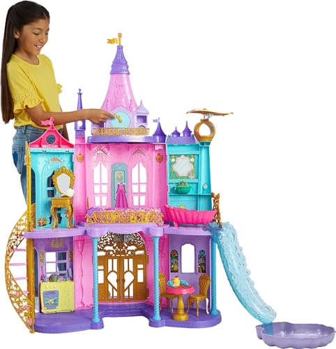 Mattel Disney Princess Doll House Ultimate Castle (4 ft Tall), Lights & Sounds, 3 Levels, 25+ Furniture & Accessories