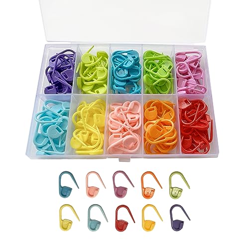 CGHJPQ 150 Pieces Knitting Crochet Locking Stitch Markers Stitch Needle Clip Counter 10 Colors (Color Ship Randomly)