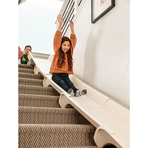 Stairslide Original Stair Mounted Kids Indoor Home Staircase Slide Playset with Self Anchoring Non-Slip Grips for 9 to 12 Stairs, (Set of 4)