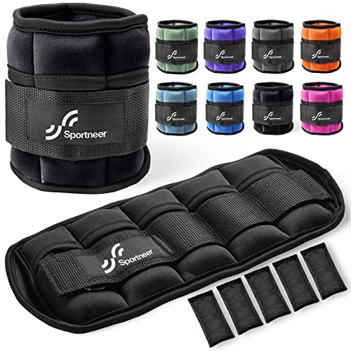 Sportneer Adjustable Ankle Wrist Weights for Men Women Kids, Adjustable Leg & Cuff Weight Straps for Fitness, Walking, Running, Aerobics, Yoga, Gym, Workout | 0.5-2 lbs Each Ankle, 1 Pair 1-4 lbs