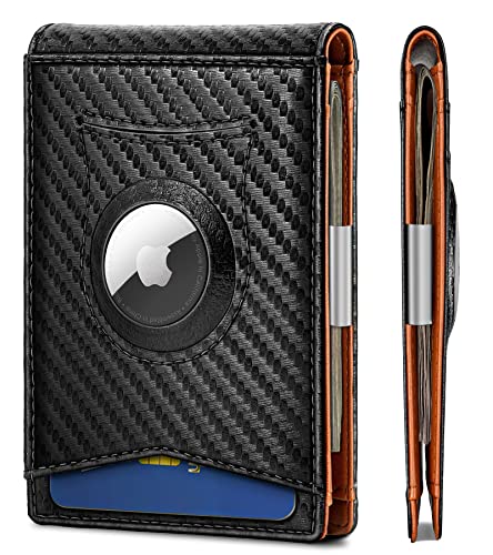 KEMISANT Mens Wallet For Airtag or Standard Use, Slim Front Pocket Wallet 11 Cards RFID Blocking,No Hole