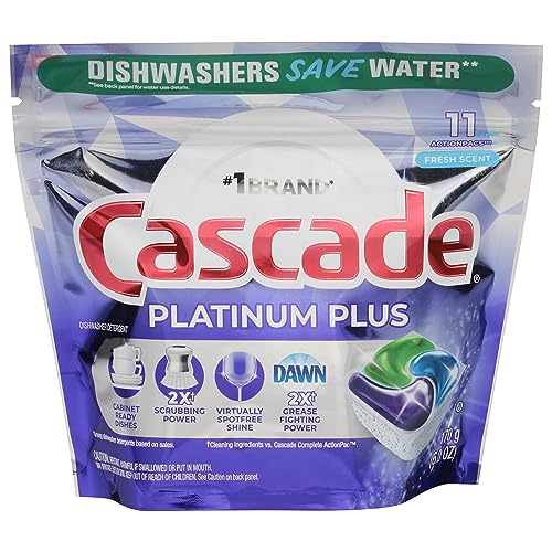 Cascade Platinum Plus Dishwasher Detergent Pacs, Fresh Scent, 11 Count
