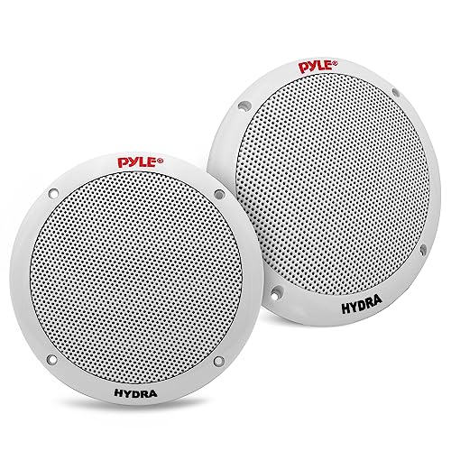 Pyle 6.5 Inch Dual Marine Speakers - 2 Way Waterproof and Weather Resistant Outdoor Stereo Sound System with 400 Watt Power, Polypropylene Cone and Butyl Rubber Surround - 1 Pair - PLMR605W(White)