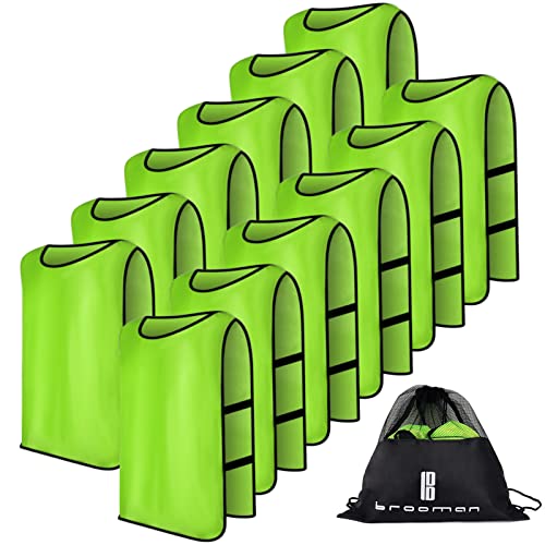 brooman Scrimmage Training Vest Kids Youth Adult Soccer Practice Jersey Athletic Pinnies (L,Lime)