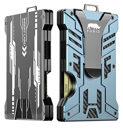 furid Minimalist Wallet for Men Slim: Tactical Wallet - Metal Wallet with Money Clip - RFID Wallet with ID Holder - Credit Card Holder - Front Pocket Wallet for Men