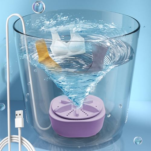 Portable Washing Machine, Mini Washing Machine, 3 In1 Washer Machine for Clothes, Jewelry, Glasses, Deep Cleaning Mini Washer Convenient Travel Home Business Travel USB,Purple