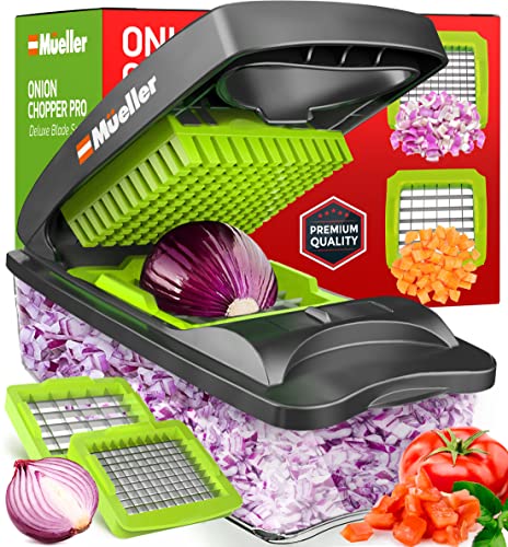 Mueller Pro Series Vegetable Chopper, 30% Heavier Duty Vegetable Slicer, Onion Chopper with Container - Strong Food Chopper, Slicer Dicer Cutter, Great For Salsa, Cooking Gadgets