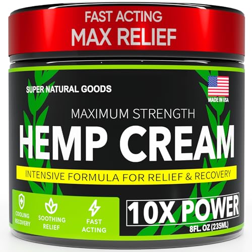 Hemp Cream Maximum Strength (8 oz) Hemp Oil & Arnica Cream, Soothes Discomfort on Joint Muscle Shoulder Hip Neck Knee & Back Support, All Natural Relief Cream Made in USA, Instant Lotion Menthol Rub
