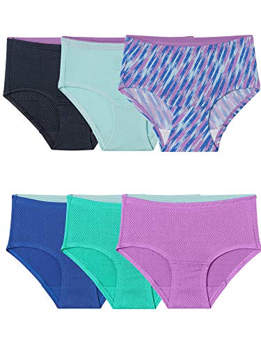 Fruit of the Loom Girl's Breathable Underwear (Pack of 6) Underwear, Brief/assorted, 10