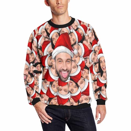 Jaydouble Customized Christmas Sweatshirt for Dad Grandpa Personalized Ugly Christmas Sweater for Boyfriend Husband Mens Custom Photo Sweatshirt for Him Her