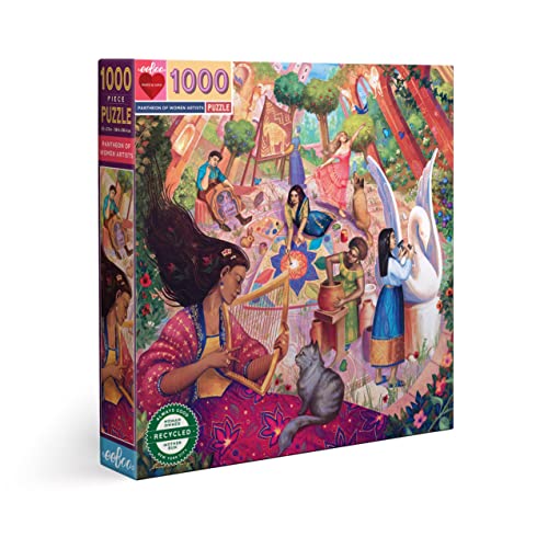 eeBoo: Piece and Love Pantheon of Women Artists Adult 1000 PC Sq Puzzle, Jigsaw Puzzle for Adults and Families, Includes Glossy, Sturdy Pieces and Minimal Puzzle Dust