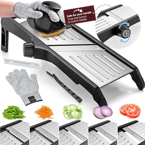 Gramercy Food Slicer With Cut-Resistant Gloves - Mandoline for Vegetables, Potatoes, Cucumbers