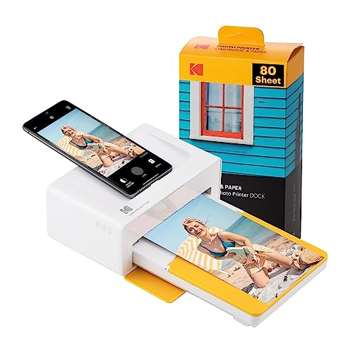 KODAK Dock Plus 4PASS Instant Photo Printer (4x6 inches) + 90 Sheets Bundle (10 Initial Sheets + 80 Sheet Pack)
