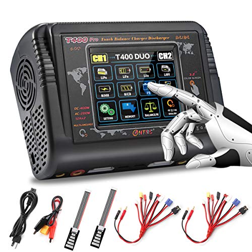 HTRC Lipo Charger 1-6S Touch Screen Dual Discharger AC200W DC400W 12A High Precision Fast Balance Battery Charger for RC Li-ion Life NiCd NiMH LiHV PB Smart Battery