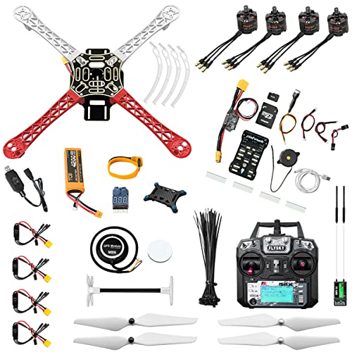 HAWK’S WORK F450 Drone Kit to build, Frame + Pixhawk + GPS + Power Module + ESC + Brushless Motor + Prop + Battery + RC Transmitter & Receiver + Accessory + Guild Book & Video (Set A)