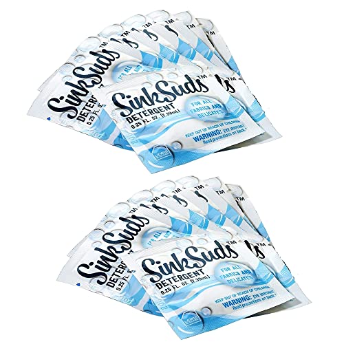 SinkSuds Travel Laundry Detergent Liquid Soap + Odor Eliminator for All Fabrics Including Delicates, Sink-Packets, 0.25 Fl Oz (Pack of 16)