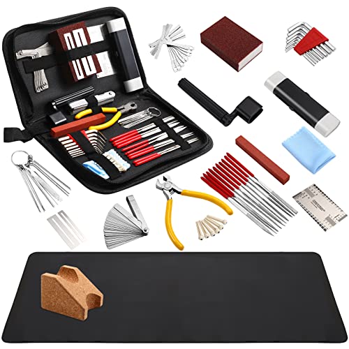 Guitar Repairing Maintenance Tool Kit with Guitar Neck Rest Cradle and Instrument Mat for Guitar Workstation, Acoustic Guitar Electric Guitar Ukulele Violins Bass Banjo, Gift for Musicians