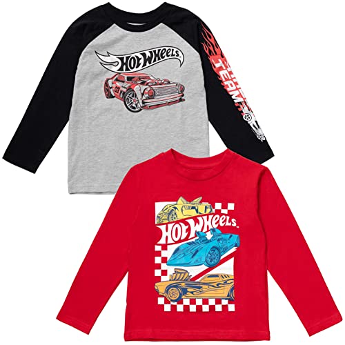 Hot Wheels Toddler Boys 2 Pack T-Shirts Gray/Red 4T