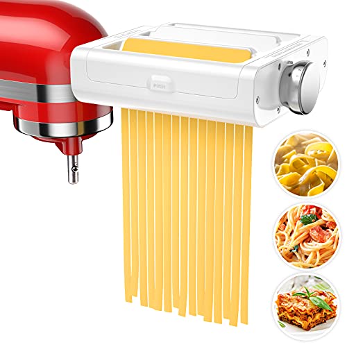 RETHONE Pasta Maker Attachment for KitchenAid Stand Mixers -3 in 1 Set Pasta Attachments includes Pasta Roller, Spaghetti Fettuccine Cutter, Pasta Machine Attachment Accessories for KitchenAid