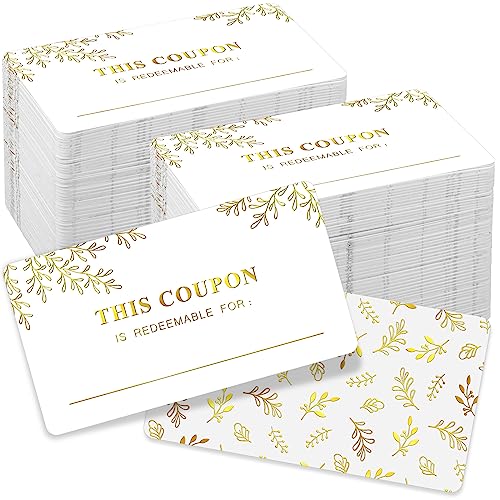 Kosiz 200 Pcs Coupon Cards Blank Coupons for Him, Her, Husband, Wife, Mom, 3.5'' x 2'', Gift Certificates Redeem Voucher Cards Business Services Coupon for Spas, Restaurants, Hair Salons