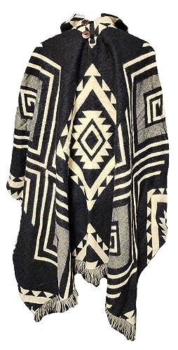 Alpaca World | Alpaca ponchos for men and women | Handmade with the best baby alpaca wool material by Ecuadorian artisans. (Black, Baige, Variety)