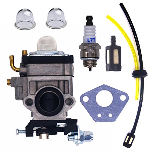 FitBest New Carburetor with Fuel Line Kit Spark Plug for Husqvarna 145BT Kawasaki TE45DX Walbro WYK-74 WYK-74-1
