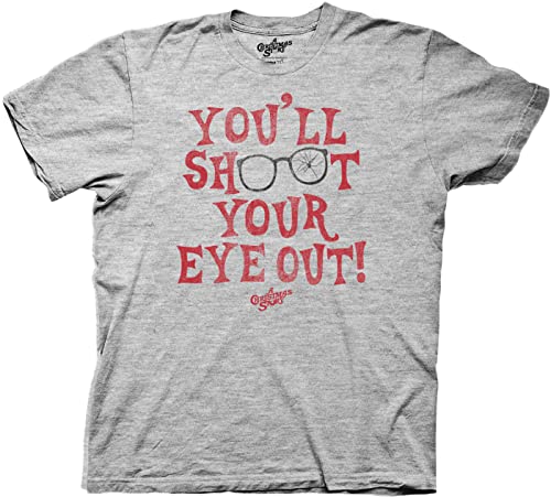 Ripple Junction A Christmas Story Shoot Your Eye Out Red Type Black Glasses Adult T-Shirt XL Heather Graphite