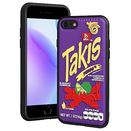 TOLUOHU Kawaii Case Compatible with iPhone SE 2022/2020/8/7/6/6S Case, Cute Cartoon 3D Takis Phone Case iPhone SE 2022/2020 Case Soft Silicone Fashion Shockproof Cover for Women Girls Teens - Purple