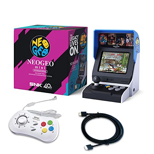 Neo Geo Mini International Arcade and White Game Pad Set [Included HDMI Cable], 40 Pre-Loaded Classic SNK Games:The King of The Fighters / Metal SLUG and More