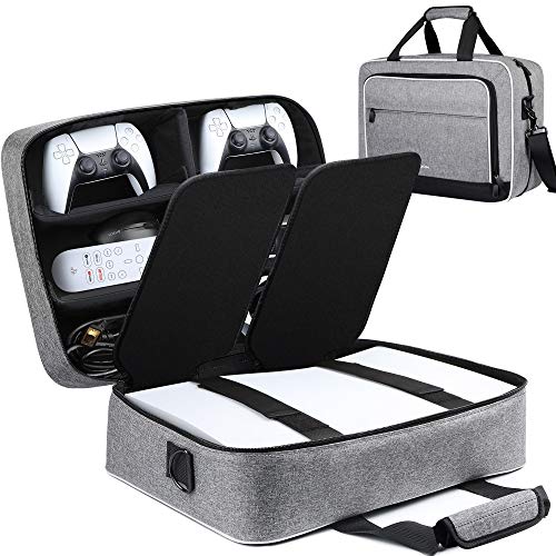 Ztotop Travel Case Compatible with PS5, Carrying Case for PS5, Protective Travel Bag Holds PlayStation 5 Console, Controller, Games, Gaming Headset, Base and Other Accessories, Gray