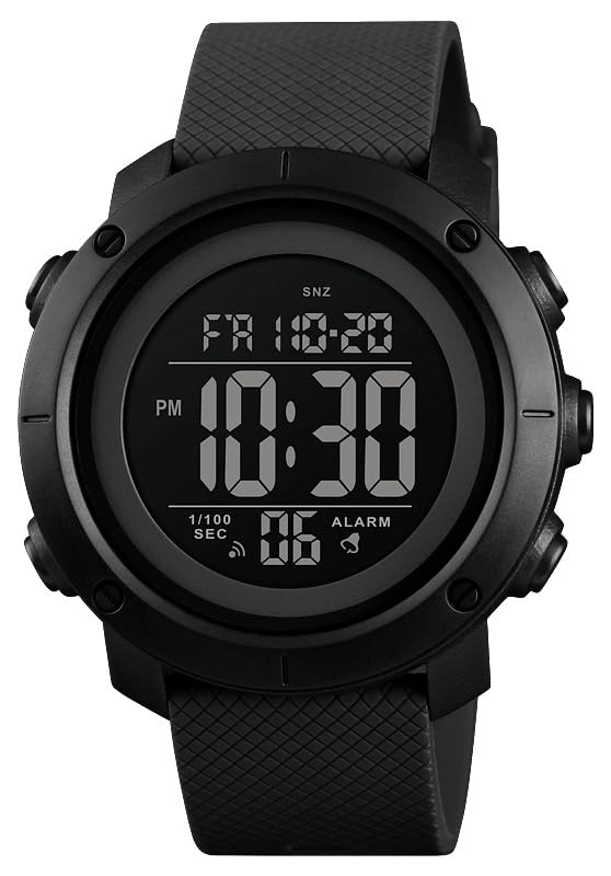 Boys Digital Watch Big Youth Sports Waterproof Military Back Light Teenager Watch (Black) 1426