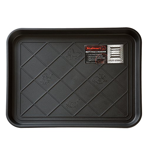 All Weather Boot Tray – Water Resistant Plastic Utility Rubber Shoe Mat – Indoor or Outdoor Doormats for Use in All Seasons by Stalwart (Black, Small)