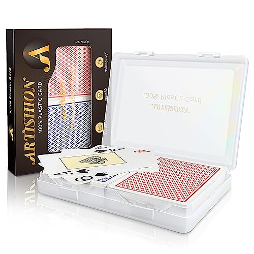 ARTISHION 100% Plastic Play Card, Waterproof, Jumbo Index, Easy Shuffle, Poker Size for All Card Games