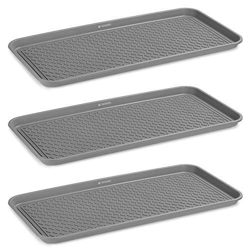 Navaris Boot Trays for Entryway (Set of 3) - 30' x 15' Large Waterproof Shoe Tray for Winter Shoes Boots - Indoor, Front Door, Mudroom, Garage - Gray