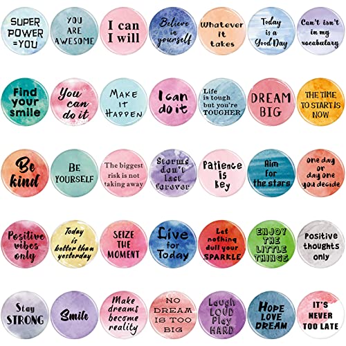 Inspirational Quote Refrigerator Magnets Motivational Fridge Magnets Watercolor Round Encouragement Refrigerator Magnets for Classroom Whiteboard Locker Fridge Supplies (35 Pieces)